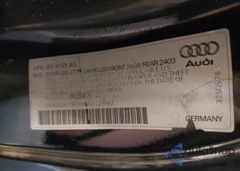 2009 Audi A5 3.2L from USA, damaged, VIN WAUDK78T69A012550